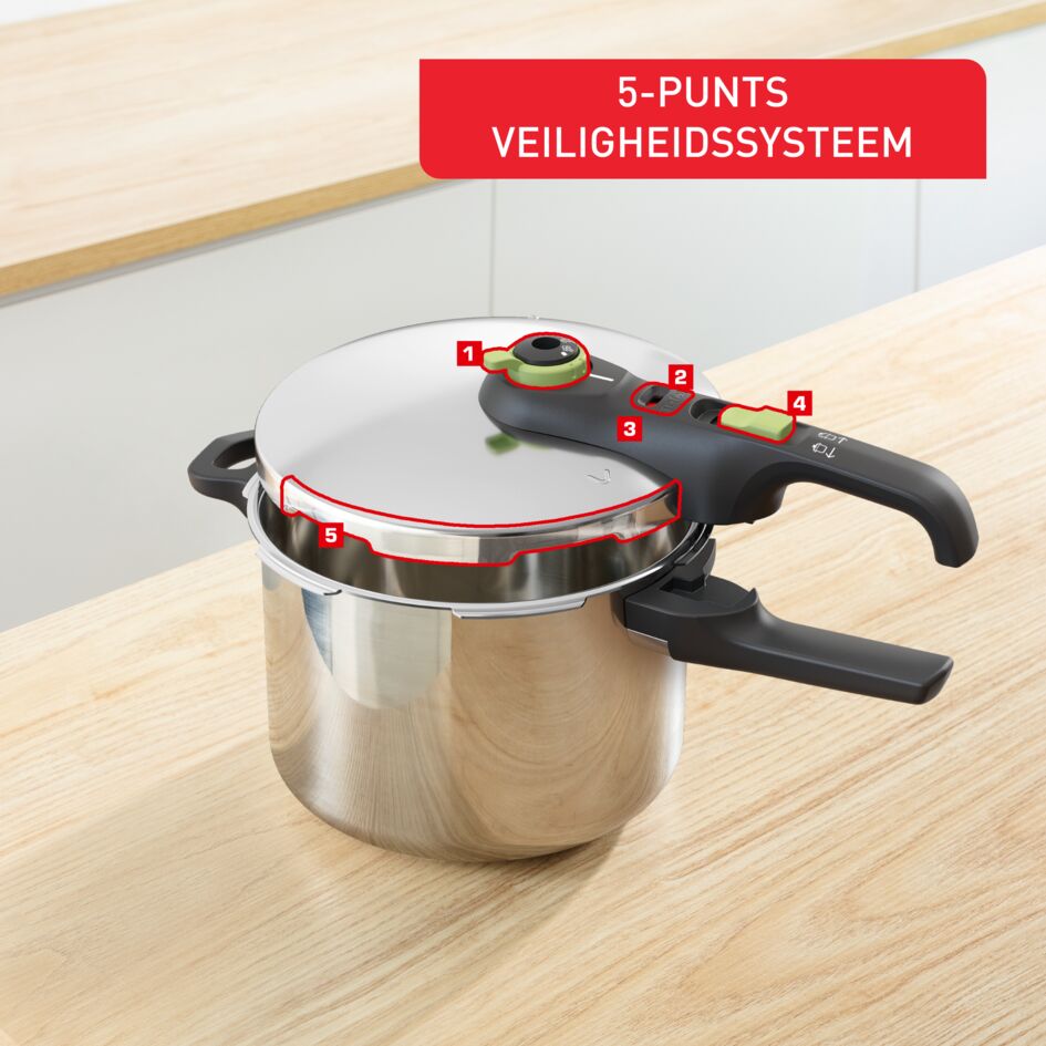 Secure 5 Trendy snelkookpan 6L met stoommand - inductie