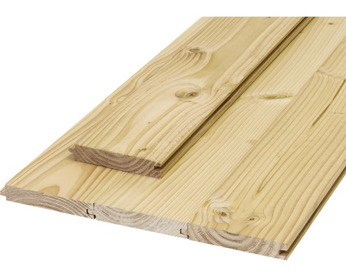 Lariksplank met messing en groef, ruw, C-kwaliteit, 21x116x2000 mm