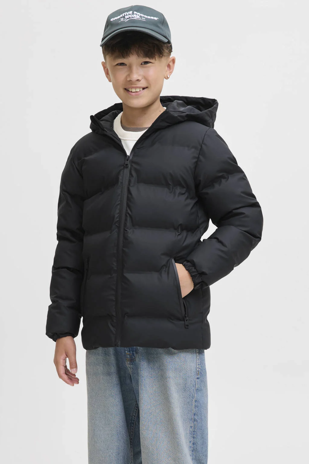 JACK & JONES JUNIOR gewatteerde jas zwart