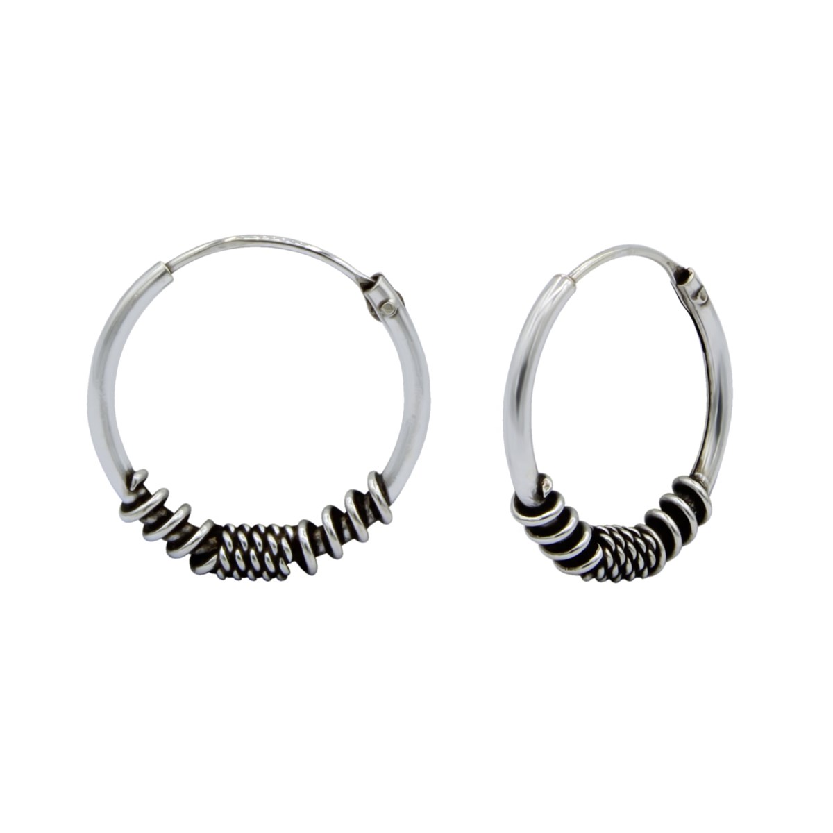 Boucles d'oreilles créoles fantaisie 14mm en argent 925