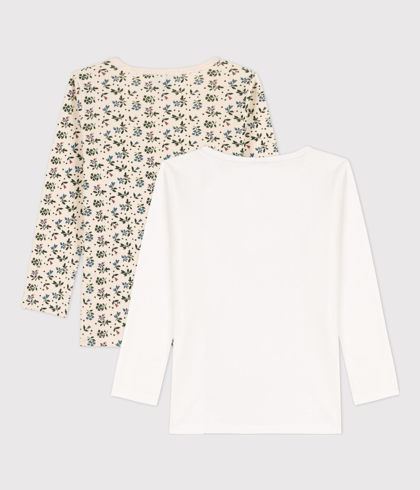 Lot de 2 t-shirts manches longues fleur petite fille en coton