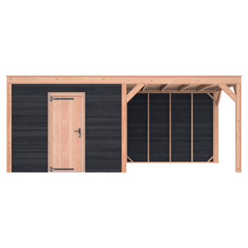 Tuinhuis Douglas Zwart Zweeds Rabat 595x255cm