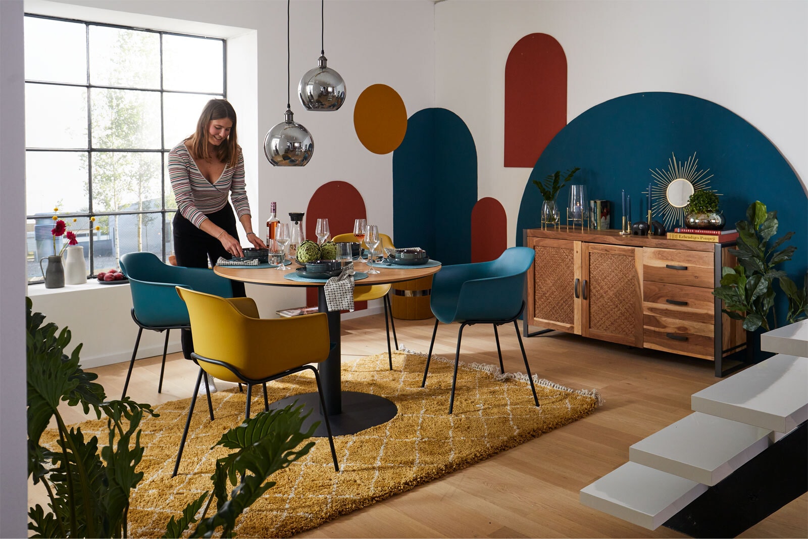 Sideboard TOM 150 x 80 cm Akazie massiv/anthrazit