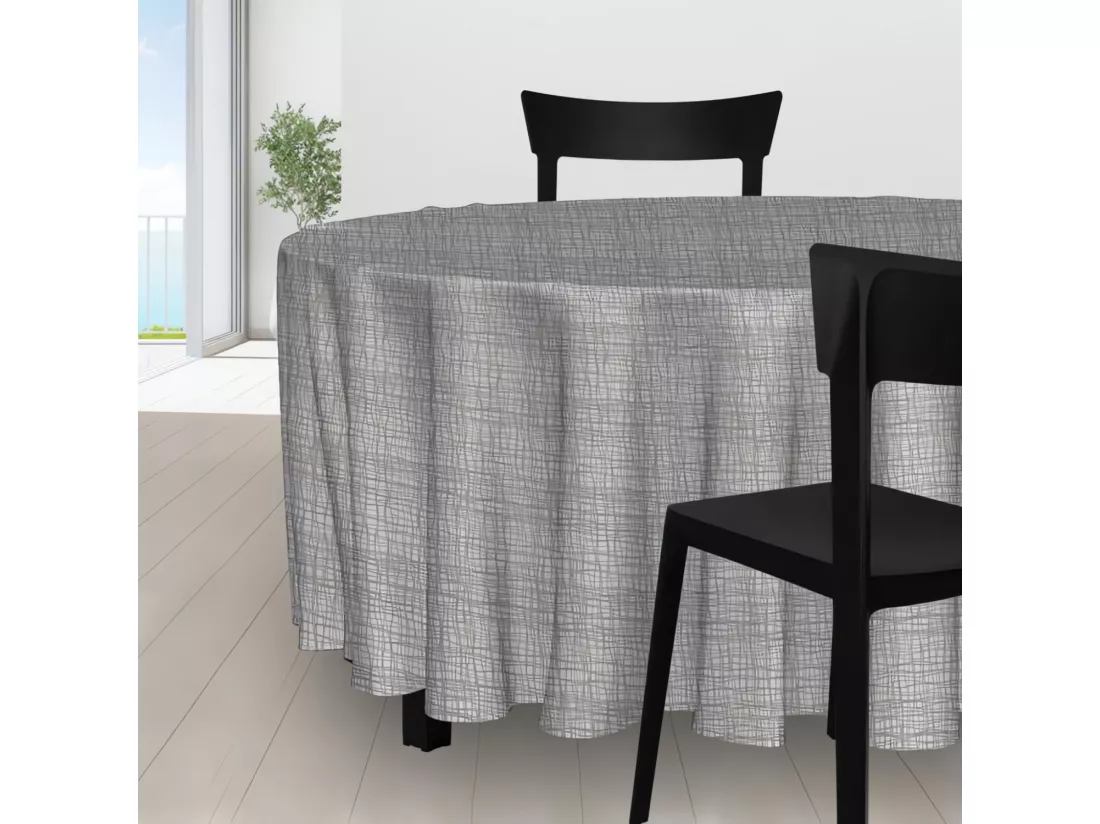 Nappe anti-tâches ronde diamètre 180 cm GALAXY gris, Par Soleil d'ocre