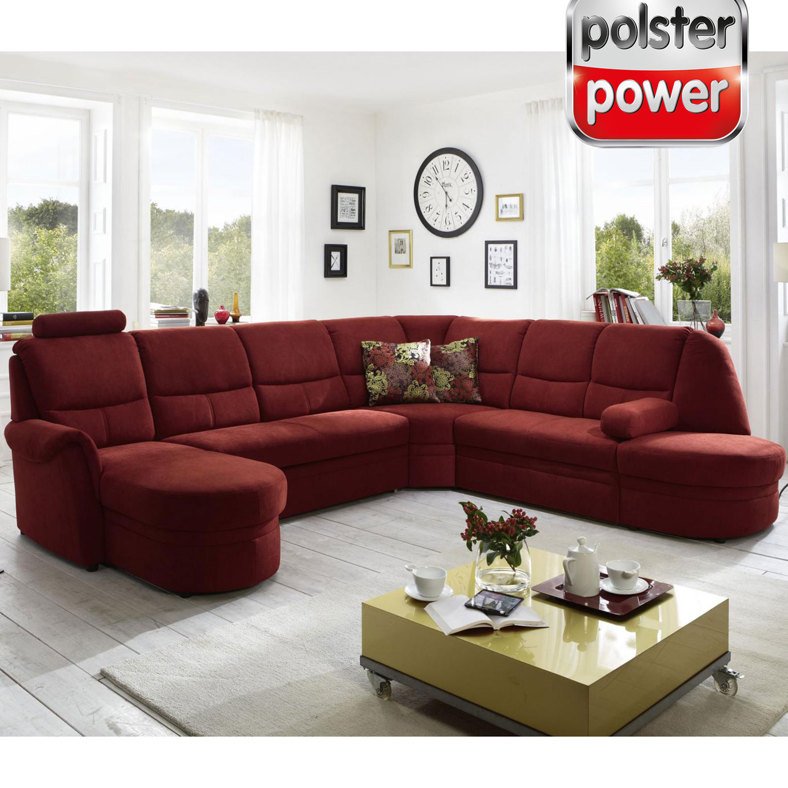 polsterpower Wohnlandschaft - bordeaux - Basismodell - Ottomane links