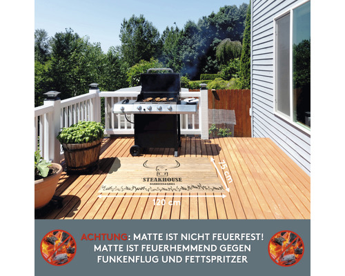 BBQ vloerbeschermingsmat Steakhouse plank 75x120 cm