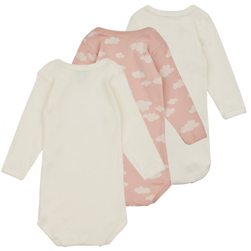 Petit Bateau - BODY US ML CLOUDY PACK X3 - Rose / Blanc