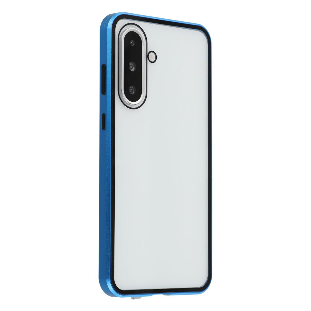 Samsung Galaxy A56 Magnetische Alu Schutzhülle mit Panzer Glas Backcover   Displayschutz (Magnet-Technologie) - Blau