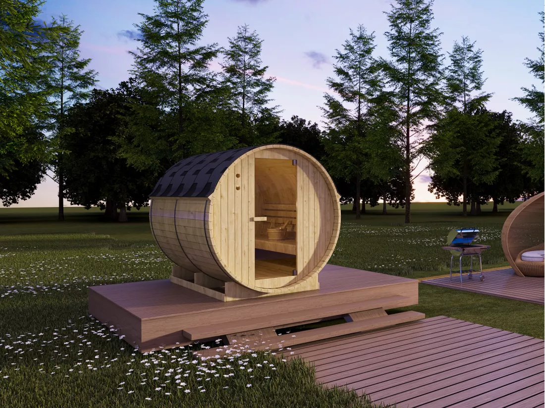 Sauna d'extérieur 6 places - L185 x P220 x H190 cm - ISOKYRO