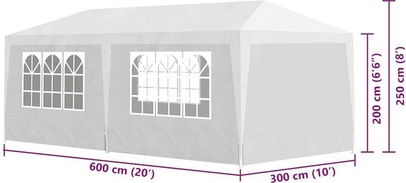 Maxxtools - Partytent - Wit - 6 Zijwanden - 3 x 6 m