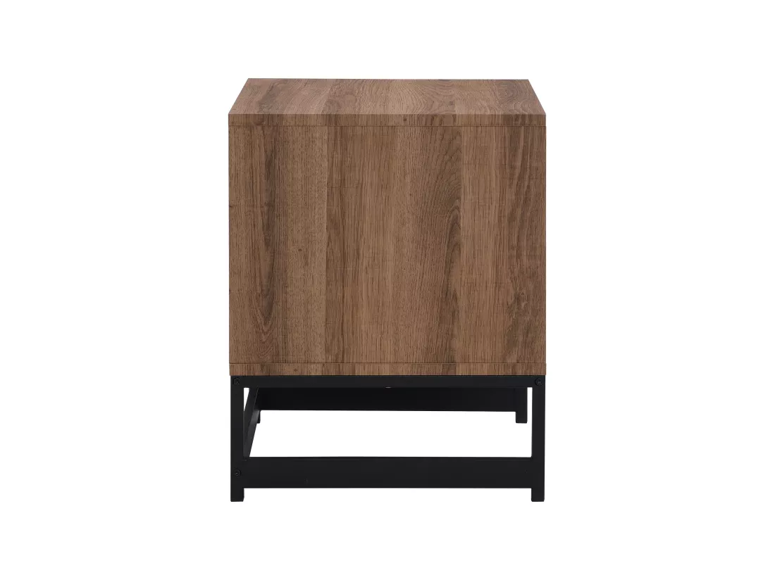 Lot de 2 tables de chevet 1 tiroir et 1 niche - MDF et Acier - Coloris : Naturel et noir - CARATANA