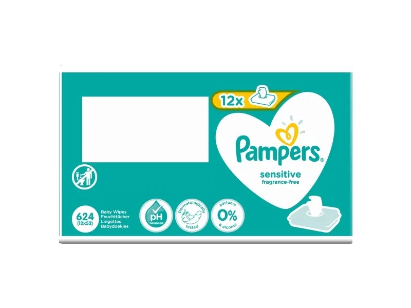 Pampers 81687213, Vådservietter til baby, Dermatologisk testet, Allergivenlig, Neutral pH, Parfumefri