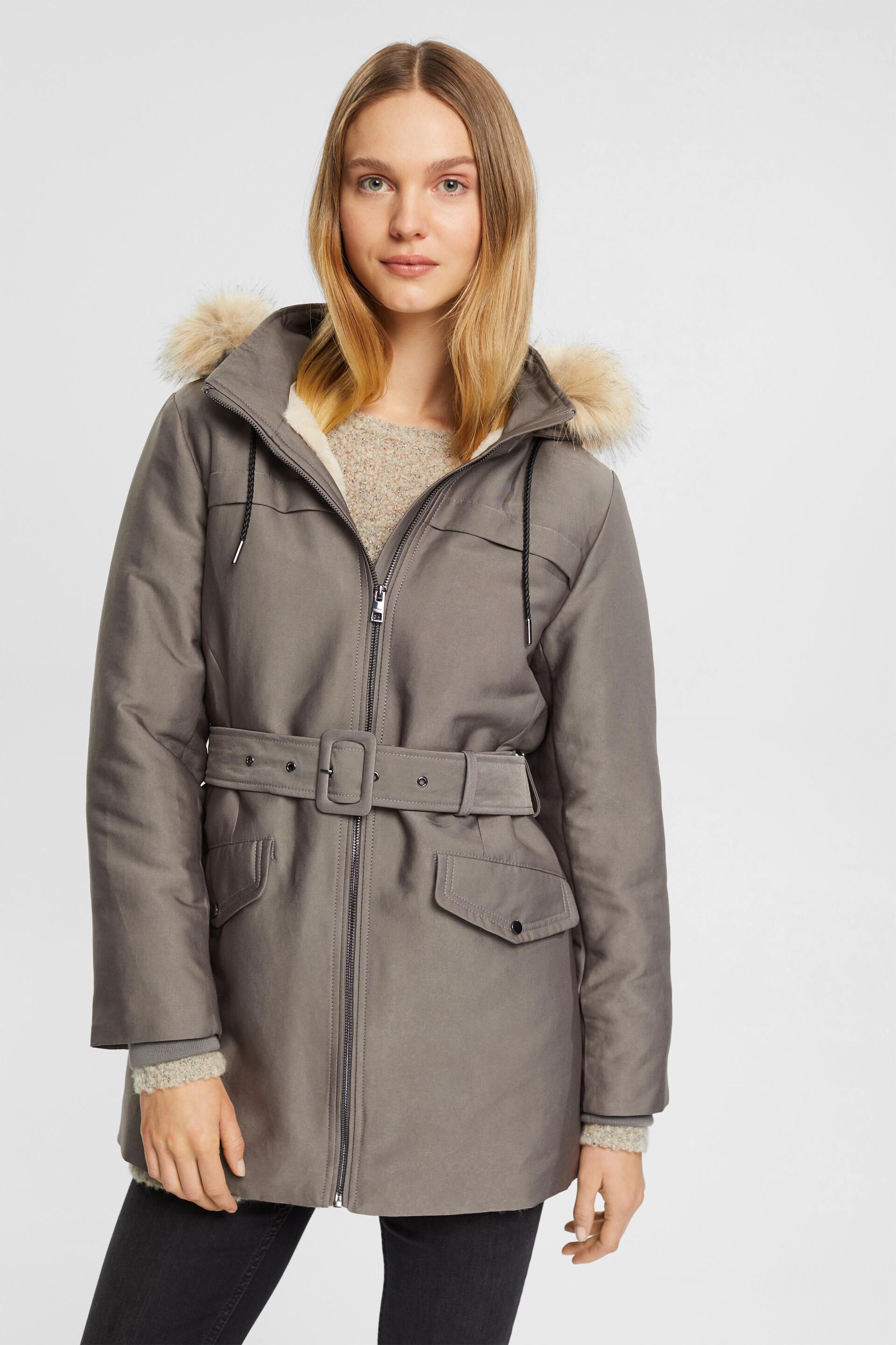 Parka à capuche en fourrure synthétique