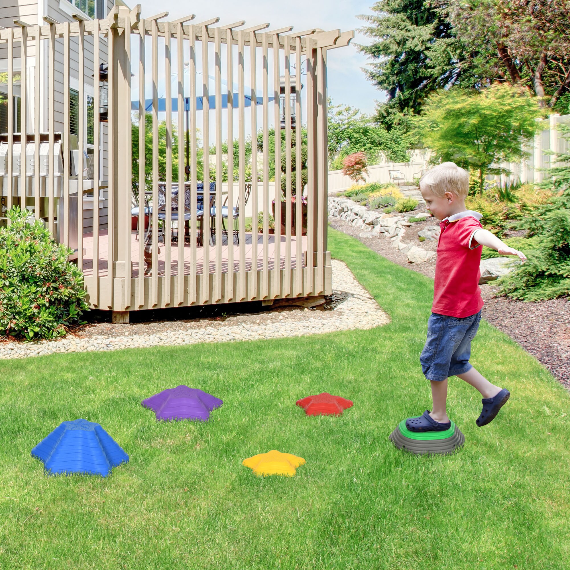 ZONEKIZ Flusssteine-Set aus robustem Material bunt 36,5L x 36,5B x 16H cm