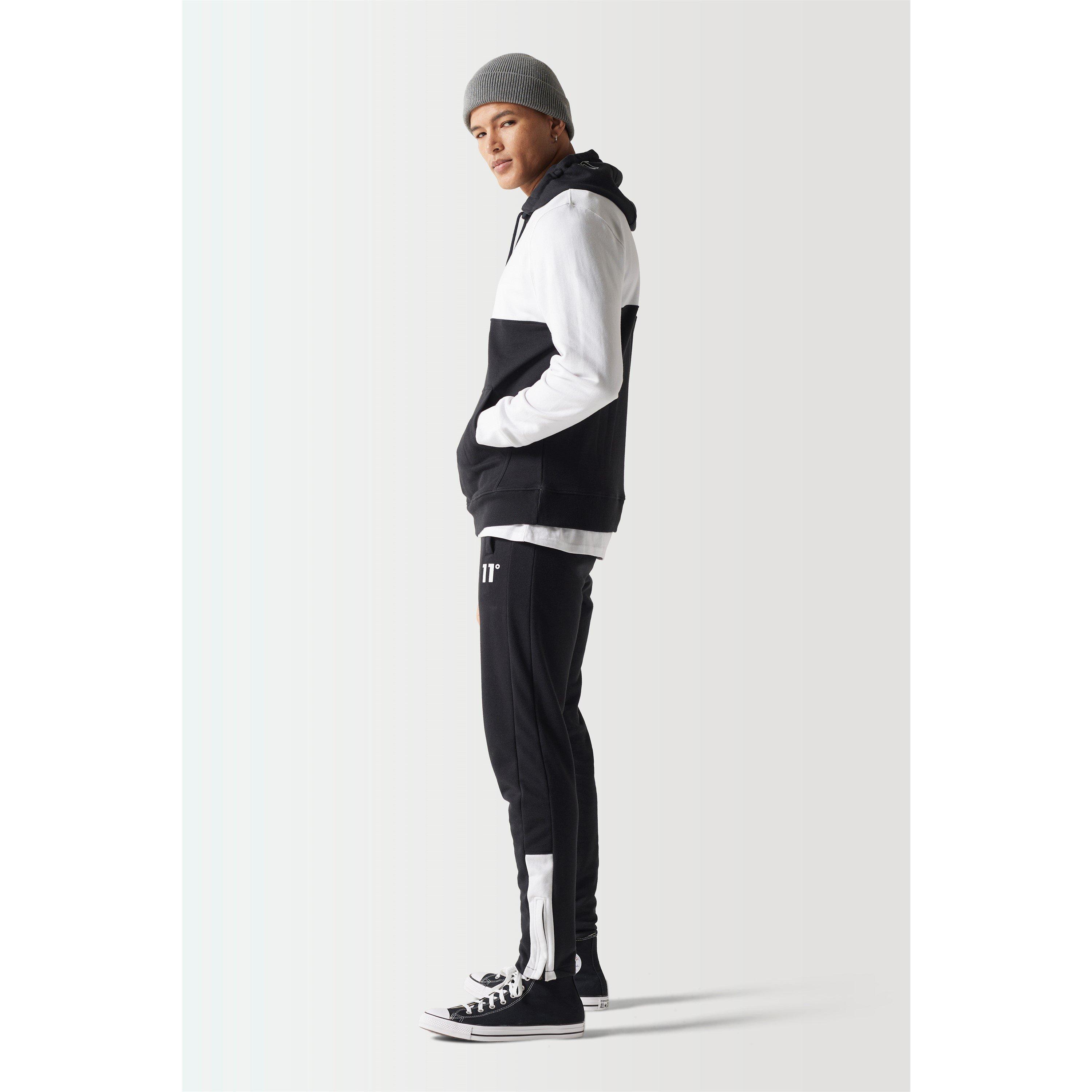 11 Degrees 11D Colour Block Hoodie Black  White