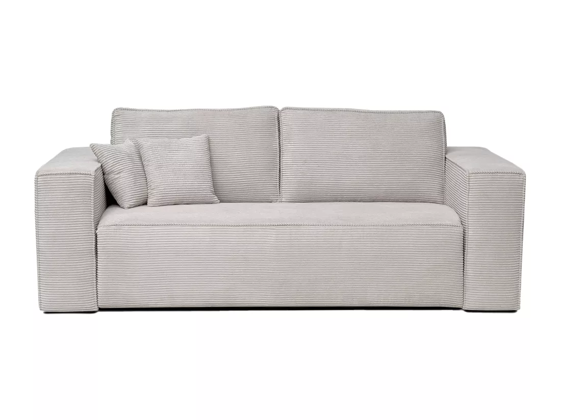 Canapé 4 places convertible express en velours côtelé beige - Couchage 160 cm - Matelas 13 cm AMELIA II