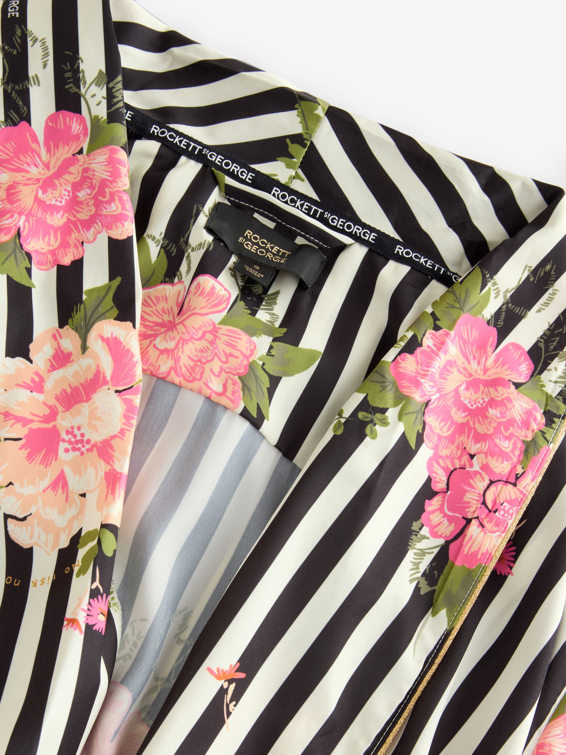 Rockett St George Flower Power Stripe Satin Robe