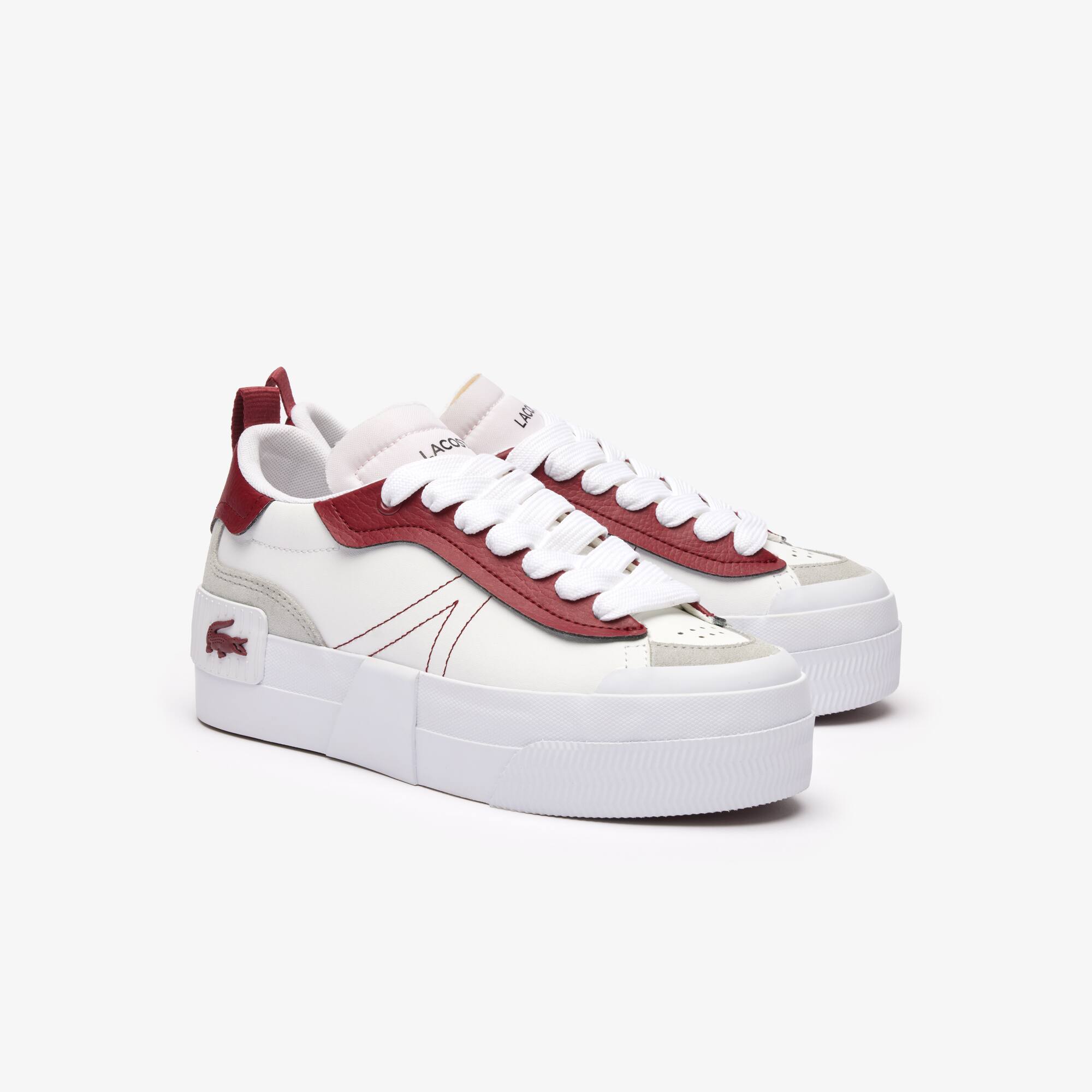 Damen L004 Platform Sneakers aus Leder mit Colour Pop Sneakers - Weiss - Lacoste - Damen