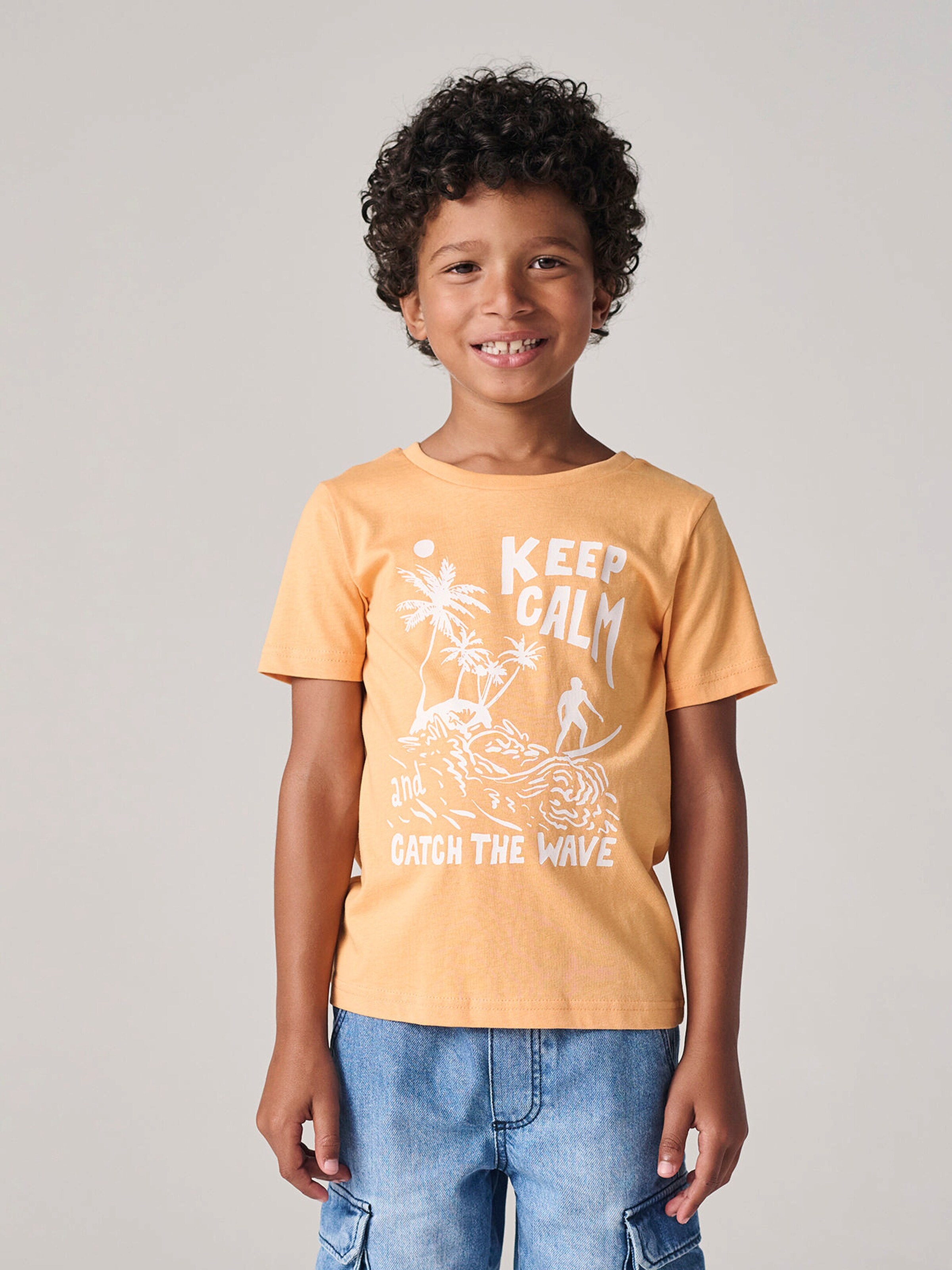Vertbaudet Jungen T-Shirt BASIC mit Print vorn koralle
