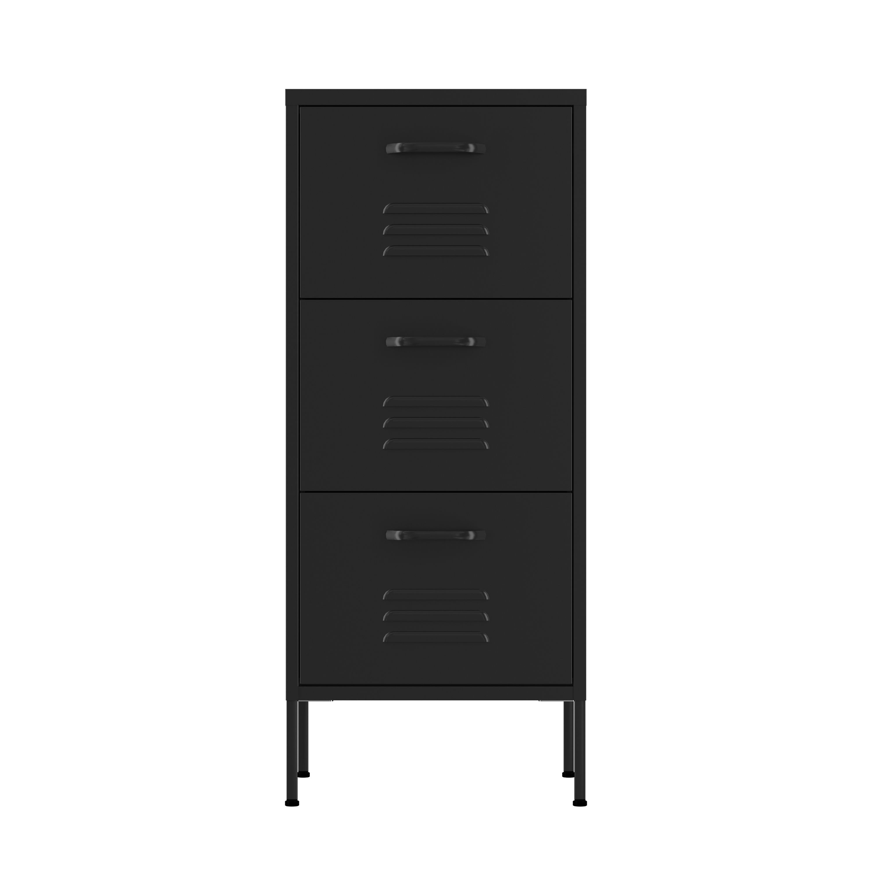 Kommode Metall KLAUS 3 Schubladen 42 x 101 cm schwarz