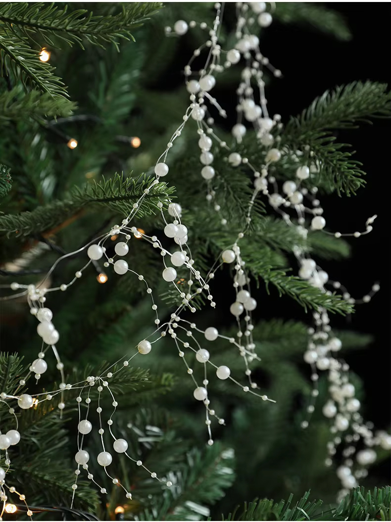 (130cm) Perlen Kette Weihnachts Deko Girlande Bastel Zubehör Christbaum Schmuck - Silber
