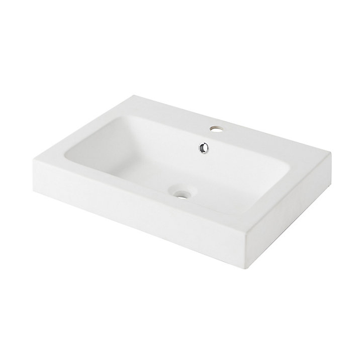 Plan vasque en résine blanc à encastrer GoodHome Duala l. 60 cm
