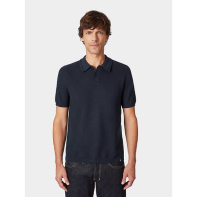 Herren-Poloshirt gestrickt, Dunkelblau