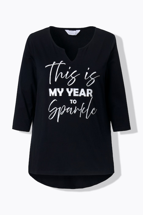 T-Shirt, A-Linie, Statement-Druck, 3/4-Ärmel