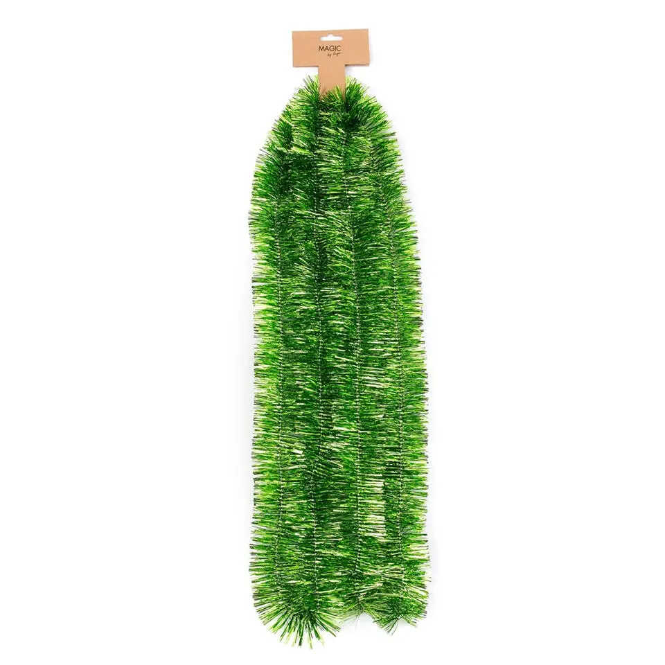 Inge Christmas decor kerstslinger - groen - folie - 750 x 7,5 cm
