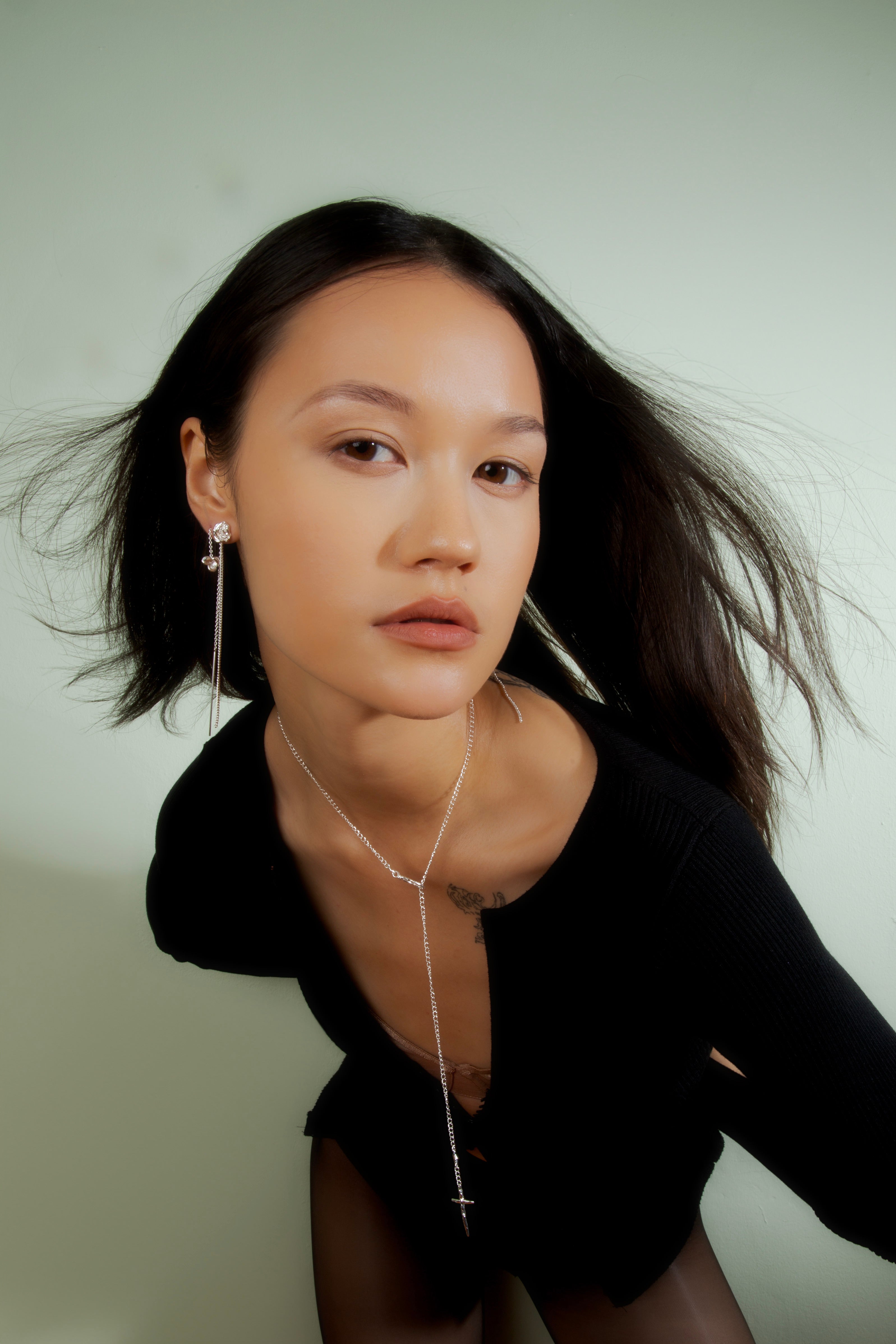 Jane Kønig  Rose Chain ørestik - Sølv
