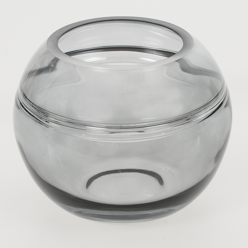 Vase boule verre fumé