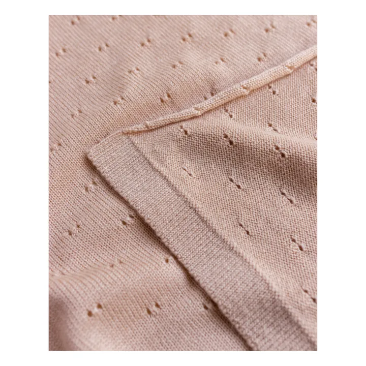 Hvid Couverture Bibi Pointelle Laine Mérinos | Rose pâle