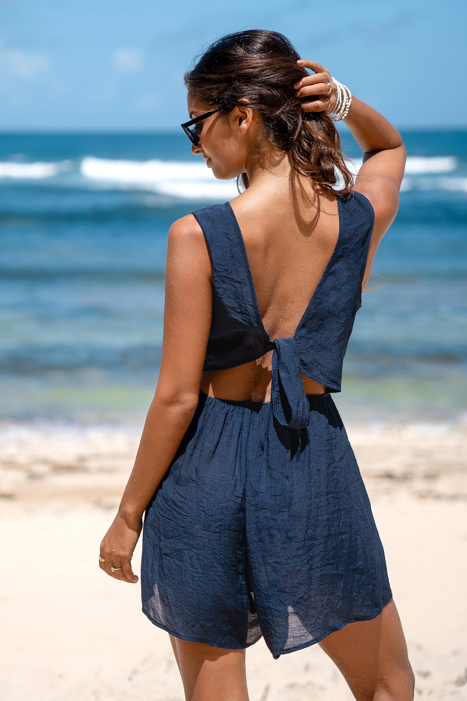 Combishort cover up bleu marine