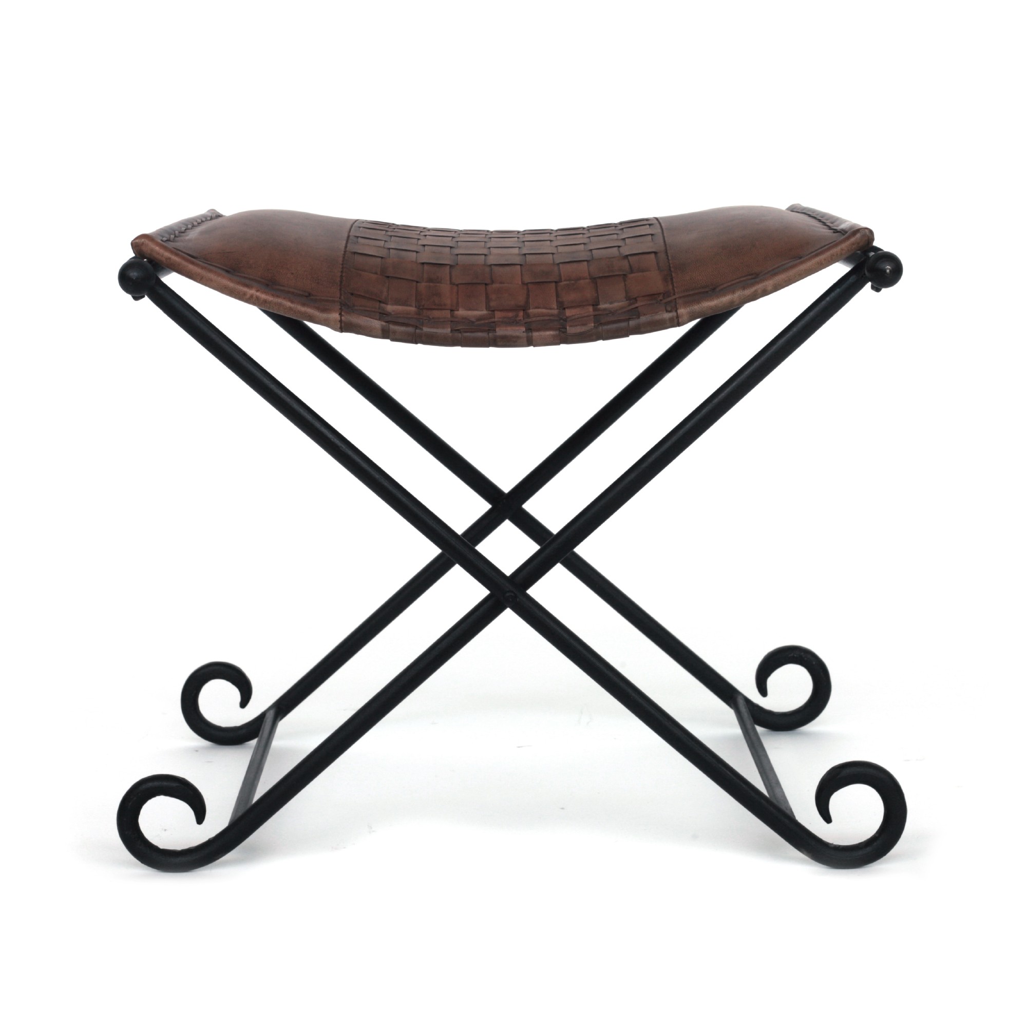 Scherenhocker 'Moreno', braun, T 56 cm, B 36 cm, H 40 cm von fischer's lagerhaus
