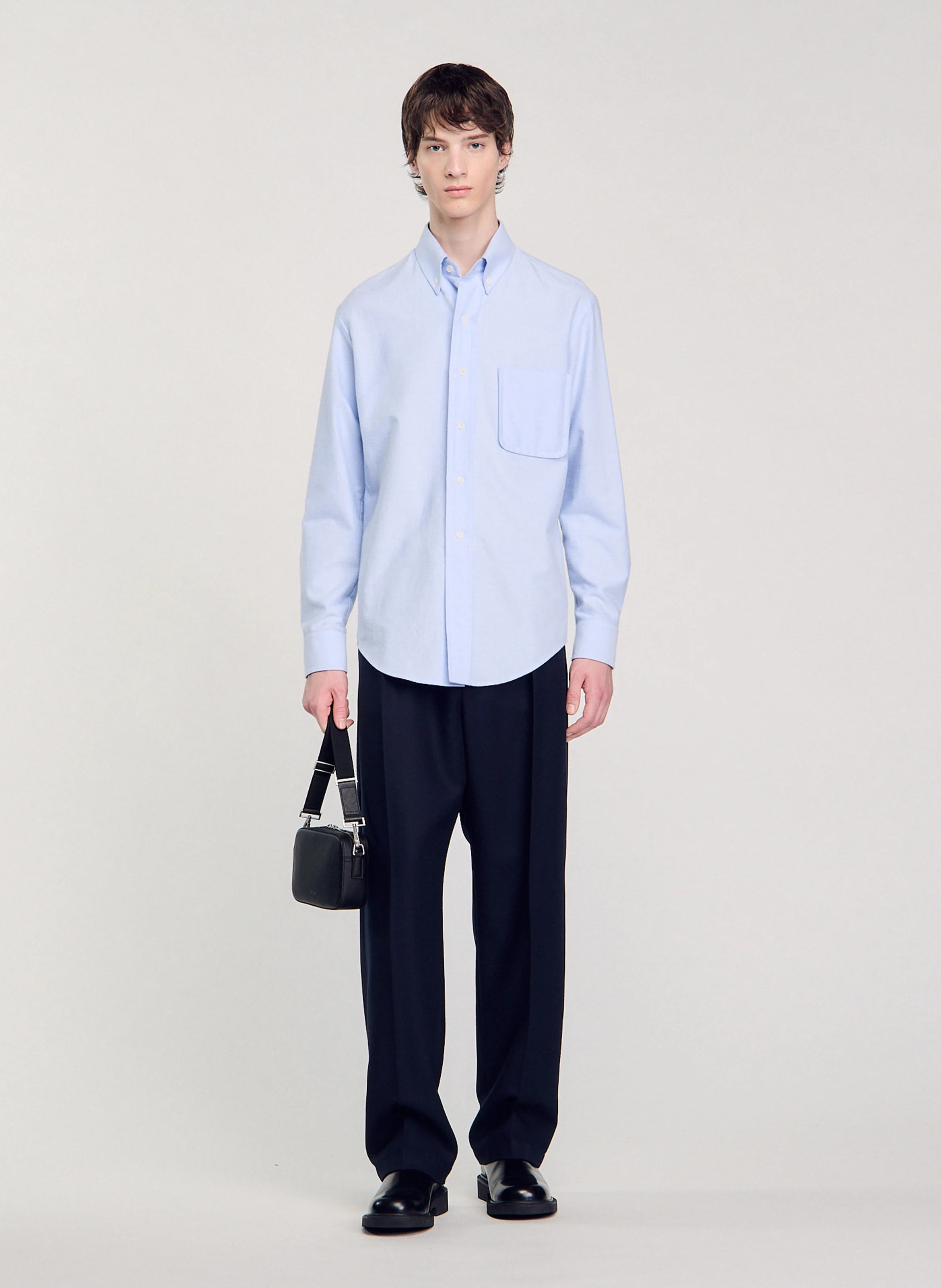 Chemise en oxford flannel en coton| Bleu