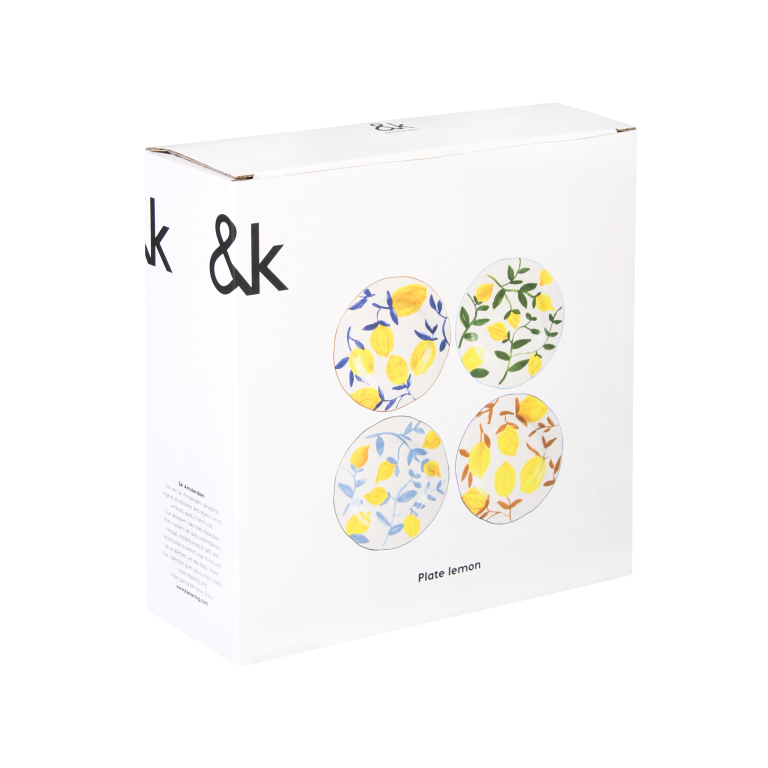 &klevering Lemon Twig dinerbord Ø22 set van 4