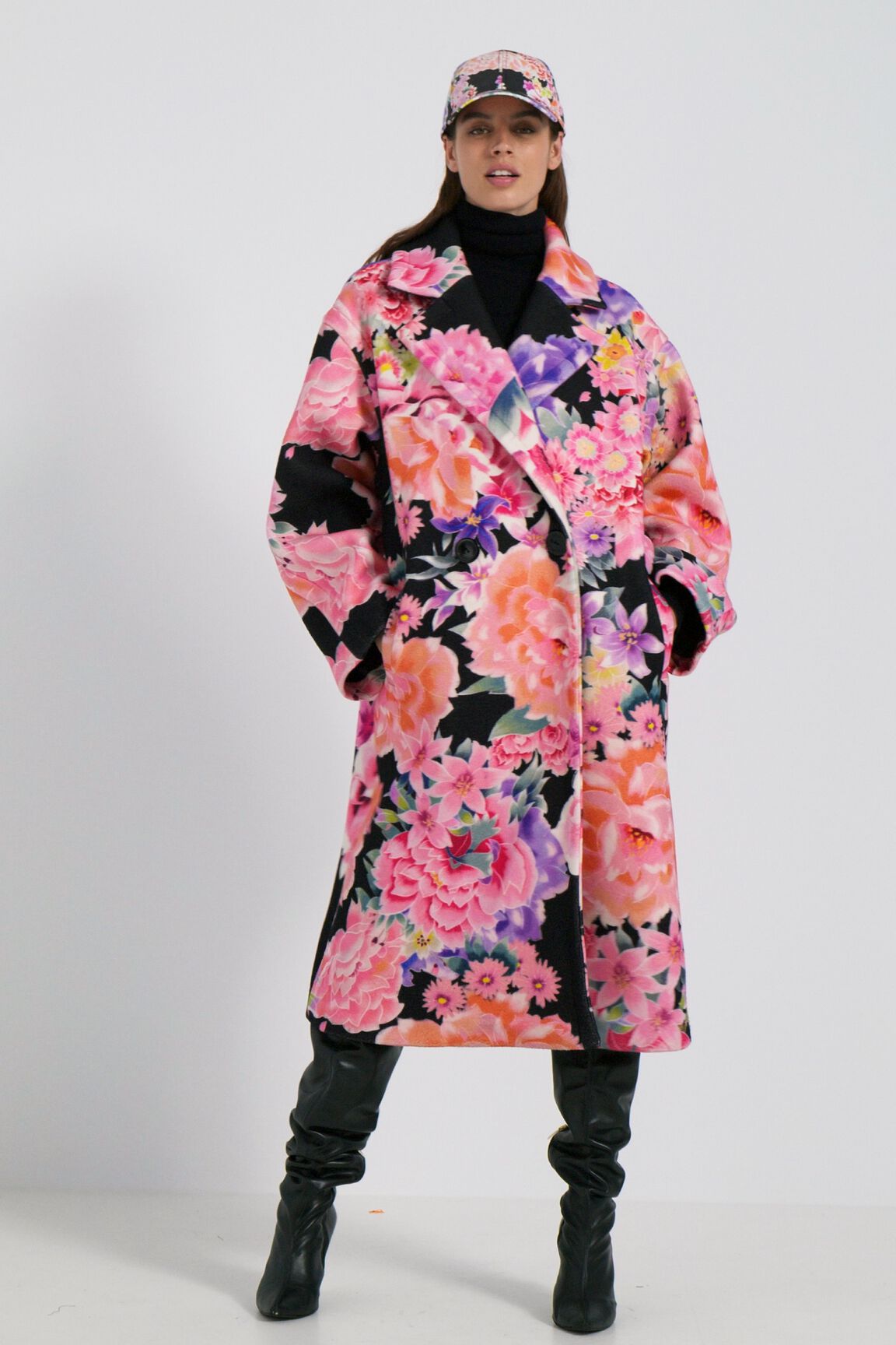 Manteau oversize à fleurs