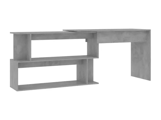 Bureau d'angle Gris béton 200x50x76 cm Bois d’ingénierie