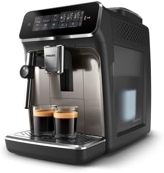 Philips Machine à Expresso Entièrement Automatique Séries 3300-5 Boissons, Mousseur à Lait Classique, SilentBrew, Broyeur 100% Céramique, Filtre AquaClean. Noir Chrome (EP3326/90)