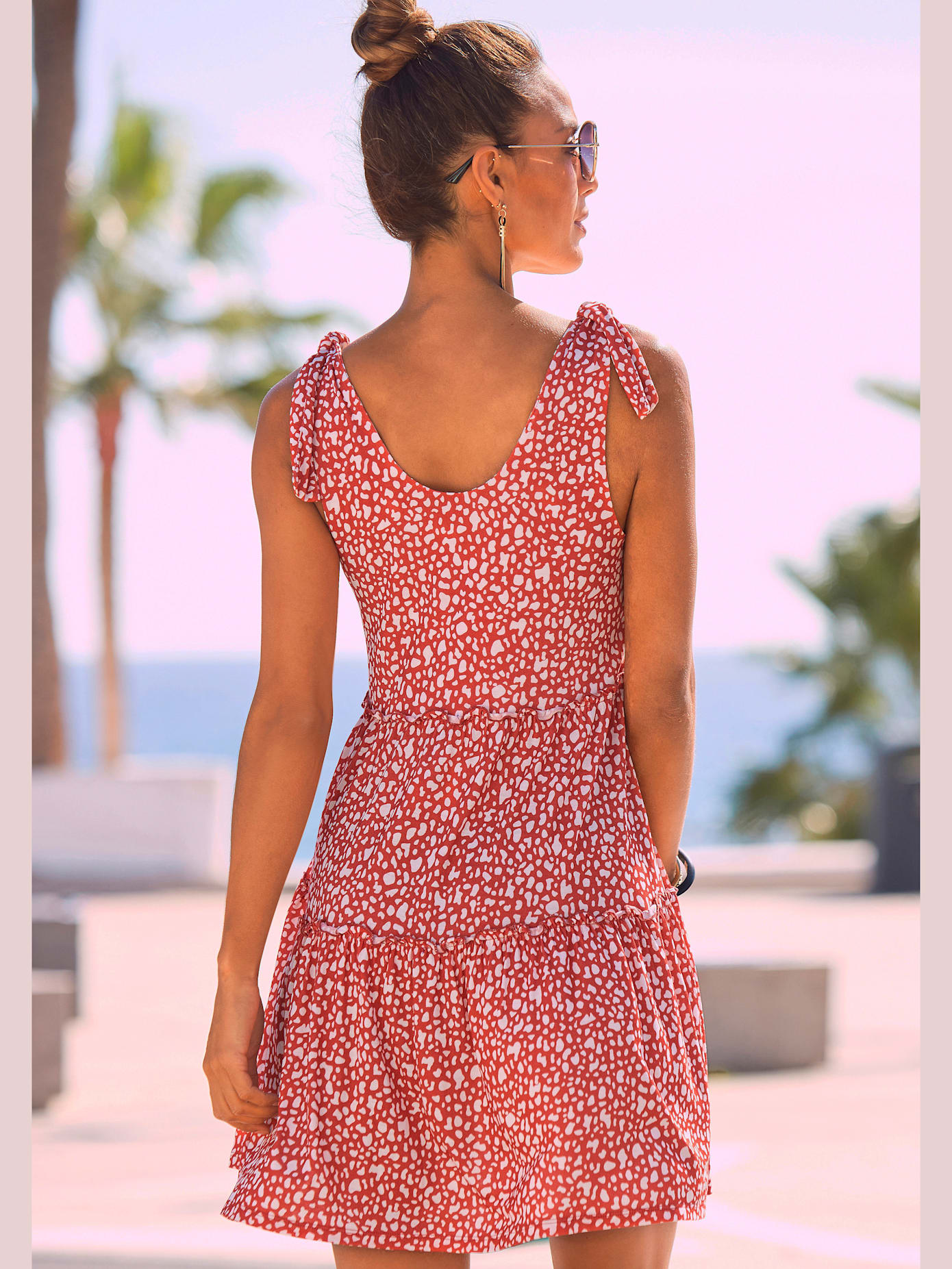 Robe imprimée robe en jersey courte à bretelles larges