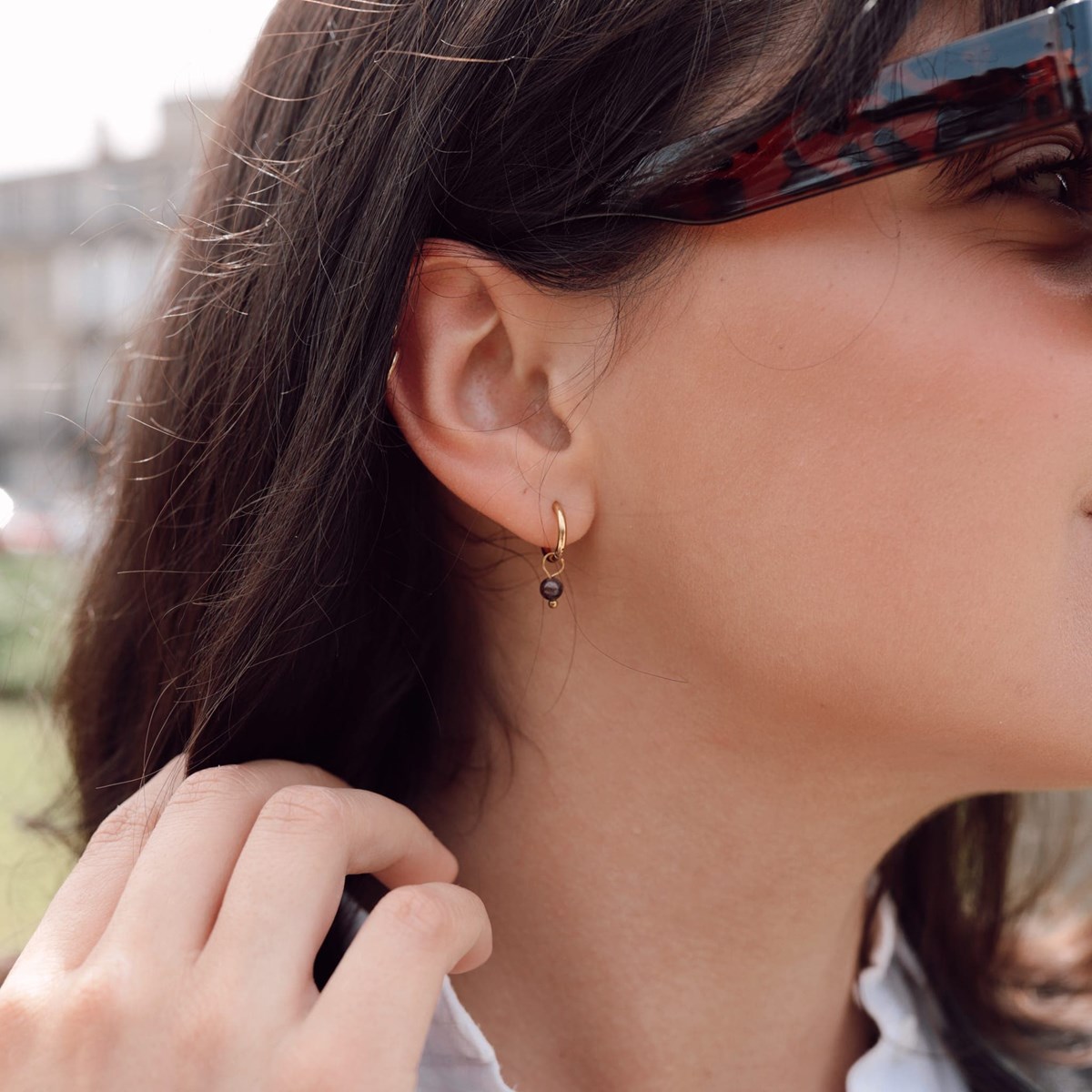 Boucles d'oreilles créoles Serena en pierres Tourmaline
