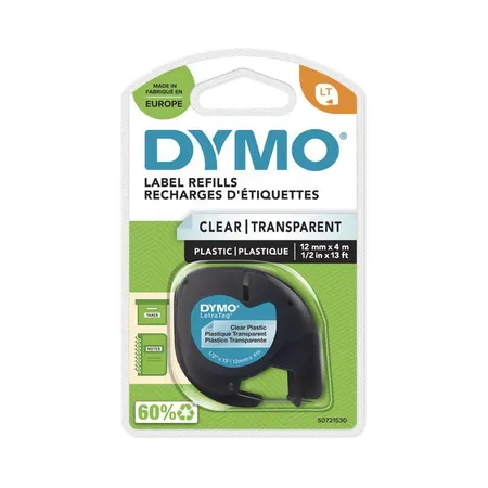 Dymo Original Schriftband für LetraTag®, Plastik, schwarz auf transparent