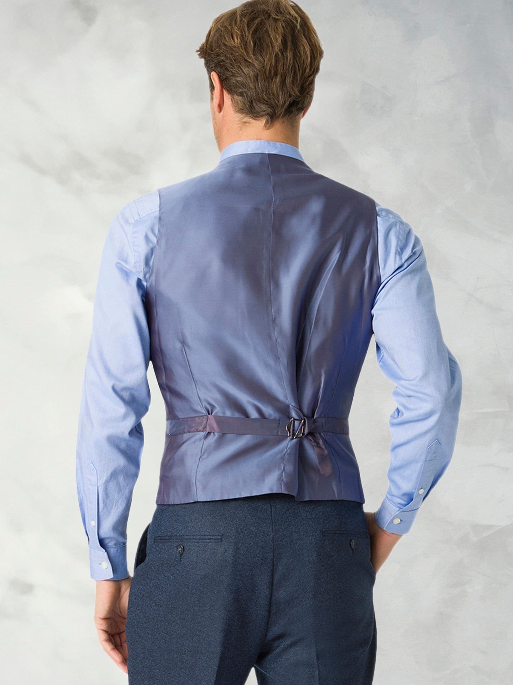 Blauw - Brook Taverner Donegal Wool Suit Waistcoat