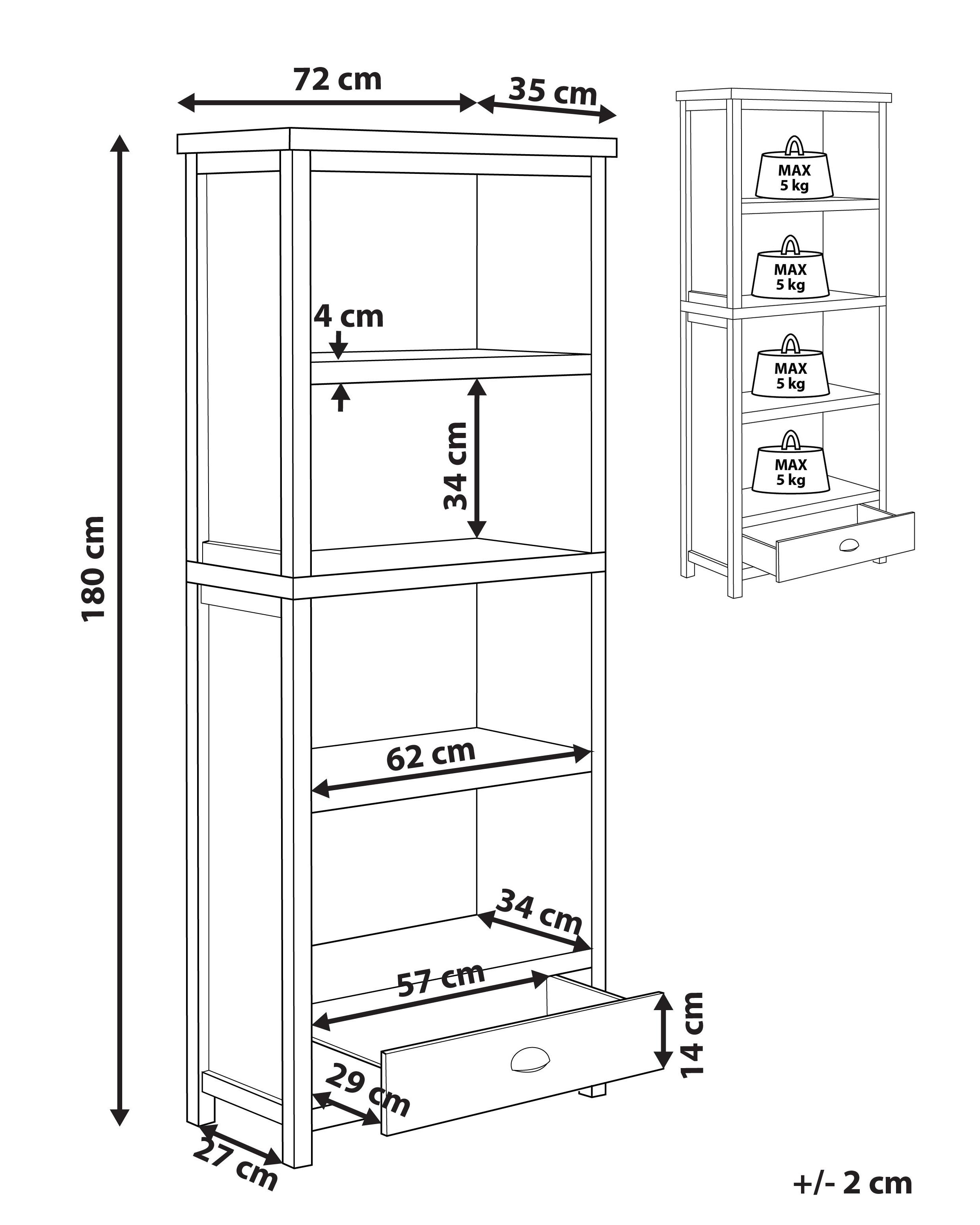 Boekenkast met 4 planken CLIO 180 cm Lichtgrijs