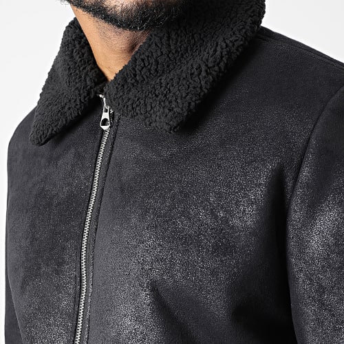 Veste Zippée Col Mouton Eagle Noir