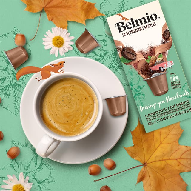 Belmio Driving you Hazelnuts kaffekapsler til Nespresso (10 pakker)