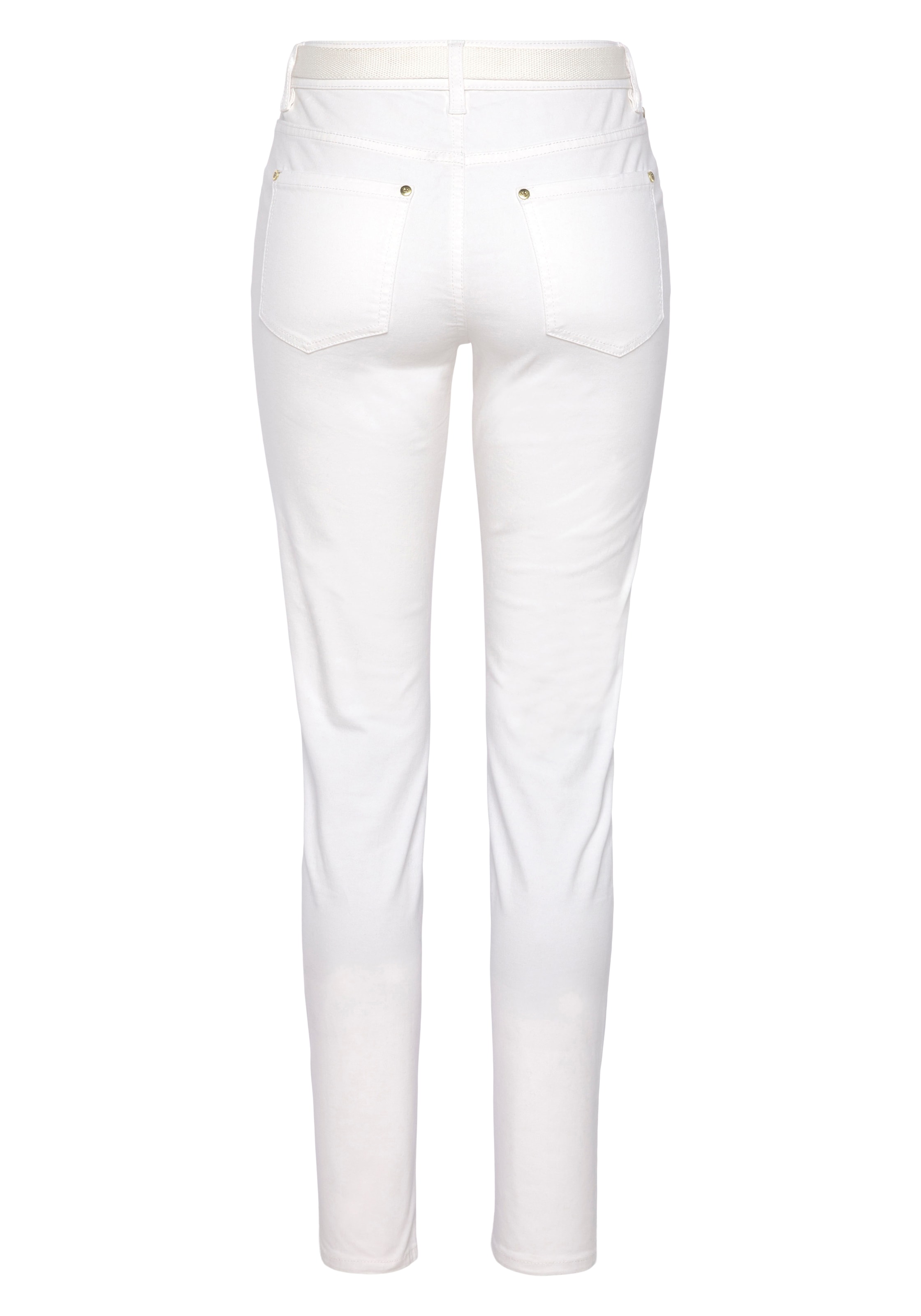 DELMAO Röhrenjeans, mit Gürteler Set, schmale Passform,  schmale Beinform,  normale Leibhöhe,  knöchellang