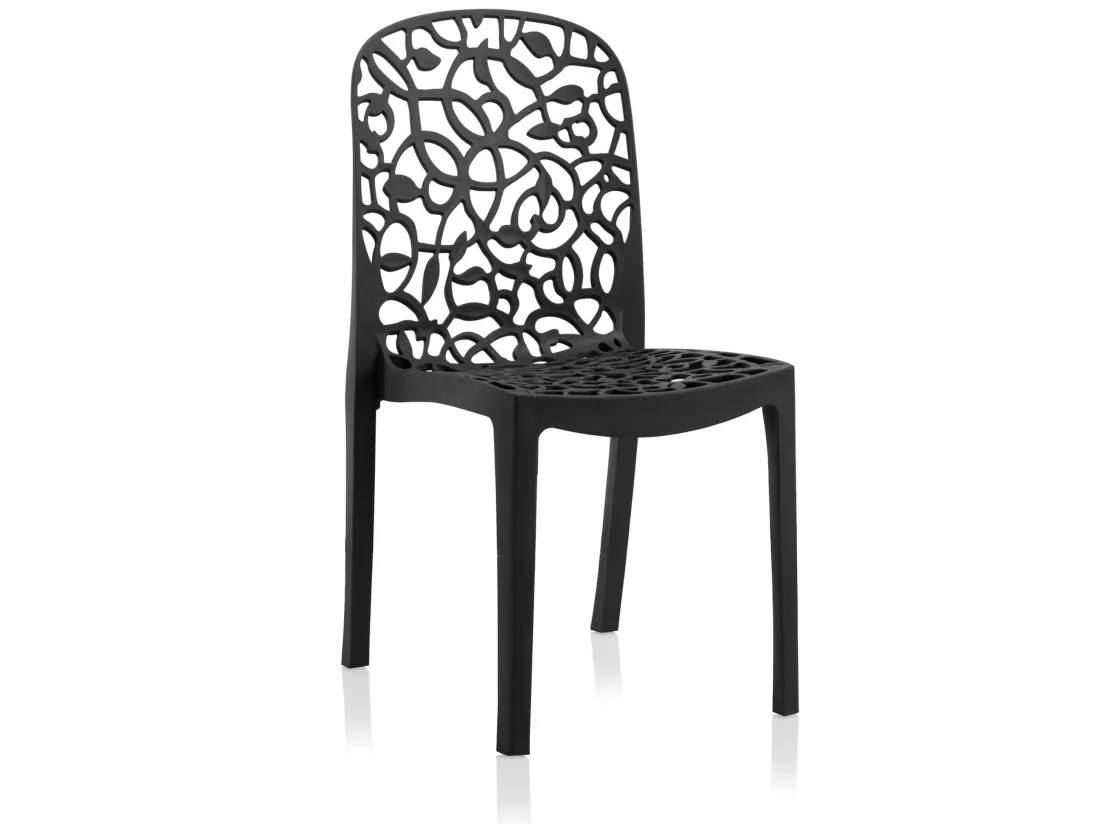 Ensemble de 6 chaises anthracite empilables pour jardin et terrasse, design unique, haute résistance aux intempéries