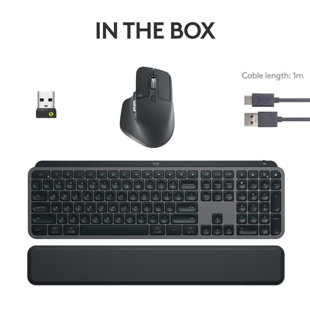 Logitech MX Keys S pakke med trådløst tastatur- og mus (graphite)