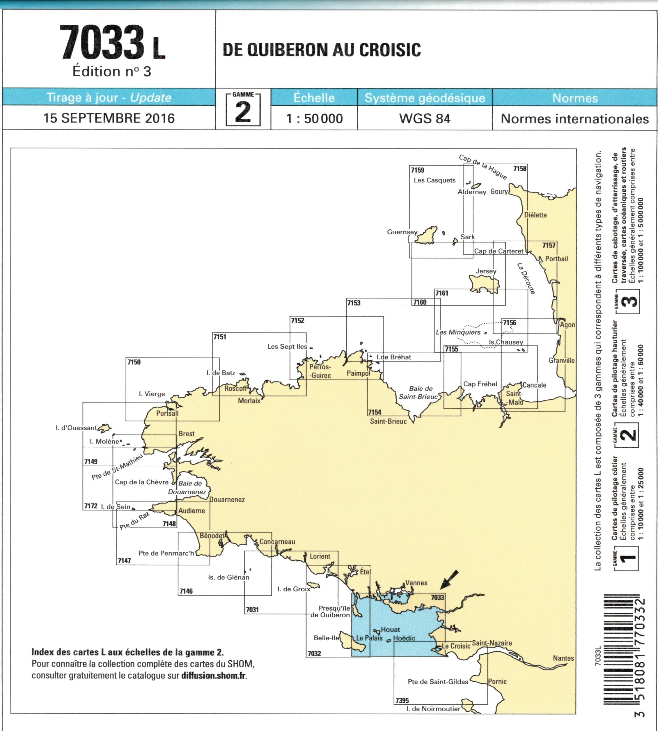 EPSHOM - 7033L DE QUIBERON AU CROISIC
